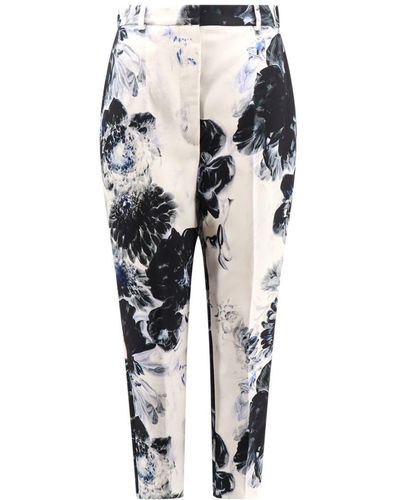 Alexander McQueen Trousers With Floral Motif - White