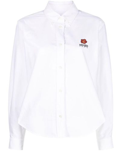 KENZO Logo-print Button-down Cotton Shirt - White