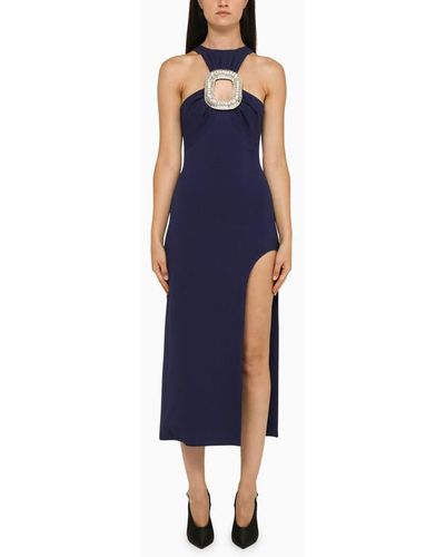 Navy blue midi dress top