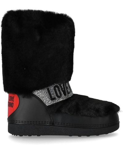 Love Moschino Black Snow Boot With Rhinestones