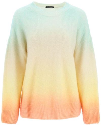 Canessa Cashmere 'clelia' Cashmere And Silk Sweater With Gradient Print - Yellow
