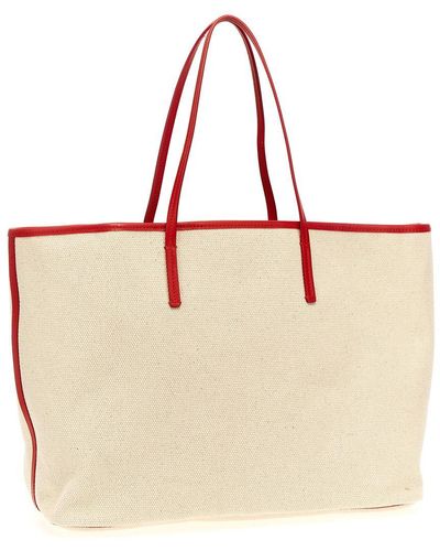 Marni Logo Canvas Shopping Bag Tote Bag - Natural