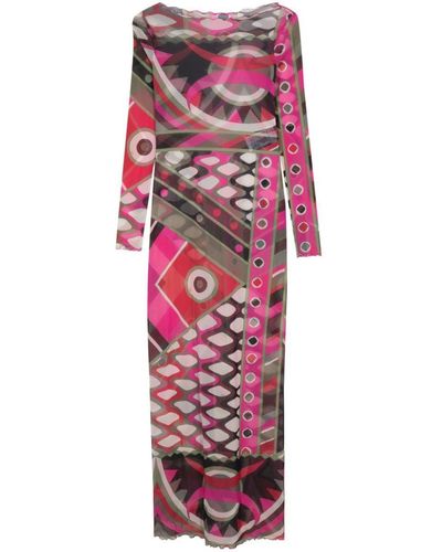 Emilio Pucci Printed Tulle Short Dress - Pink