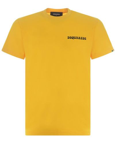 DSquared² T Shirt With Logo Print - Yellow