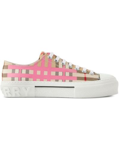 Burberry Check Canvas & Leather Trainer - Pink