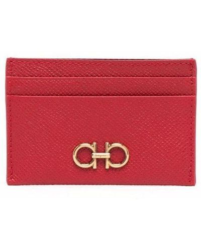 Ferragamo Gancini Leather Card Holder - Red