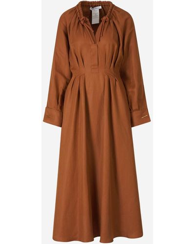 Max Mara Linen Midi Dress - Brown