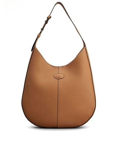 Tod's Di Small Leather Hobo Bag - Brown