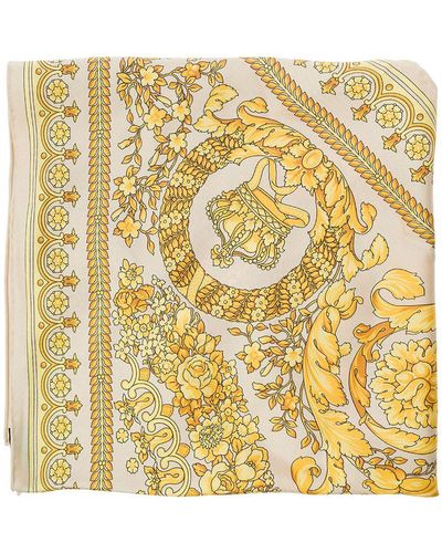 Versace And Scarf With Barocco Print And Medusa Detail In - Metallic
