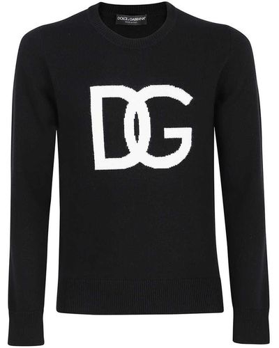 Dolce & Gabbana Intarsia Wool Sweater - Black
