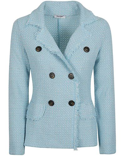 Base London Double-Breasted Cotton Blend Jacket - Blue