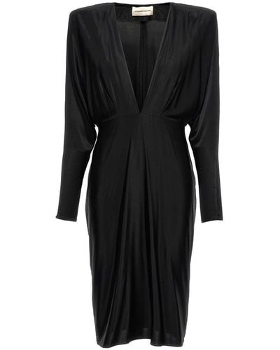 Alexandre Vauthier V-Neck Jersey Dress - Black