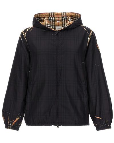 Burberry Patterson Casual Jackets, Parka - Black