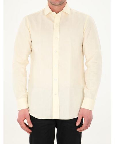 Salvatore Piccolo Yellow Cotton Shirt - Natural