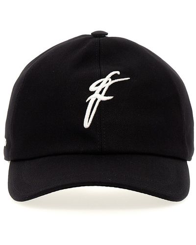 Ferragamo Logo Embroidery Cap Hats - Black