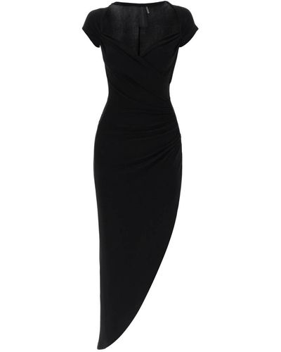 Norma Kamali Midi Dress With Side Ruch - Black
