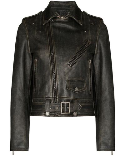 Golden Goose Distressed-effect Leather Biker Jacket - Black