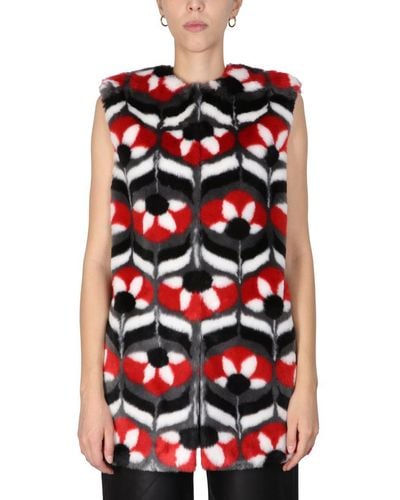 Boutique Moschino Faux Fur Vest - Red