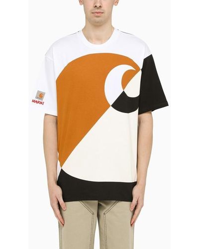 Marni T Shirt X Carhartt Wip With Multicolor Print - White