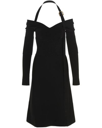 Ferragamo 'gancini' Buckle Dress - Black