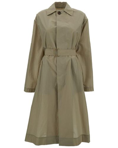 Philosophy Di Lorenzo Serafini Olive Green Trench Coat With Buttons In Technical Fabric Woman