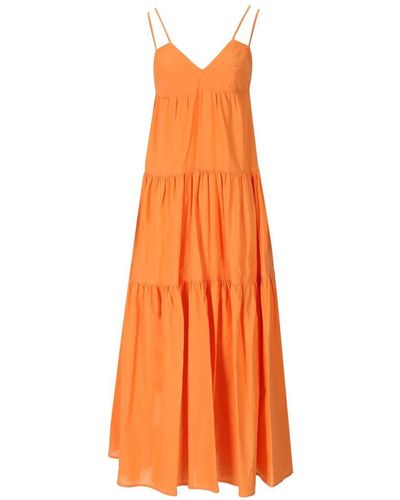 WEILI ZHENG Orange Long Linen Dress