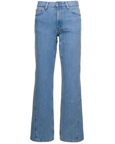 A.P.C. 'elle' Light Blue Five-pocket Flare Jeans In Cotton Denim Woman