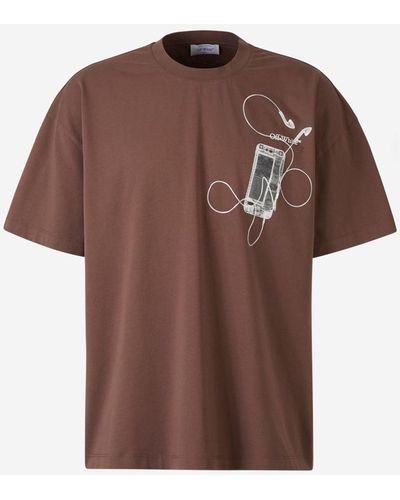 Off-White c/o Virgil Abloh Off- Printed Cotton T-Shirt - Brown