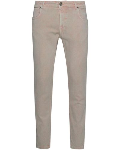 Eleventy Pink Cotton Trousers - Grey