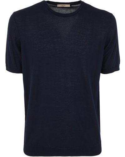 Roberto Collina Short Sleeve Round Neck Pullover - Blue