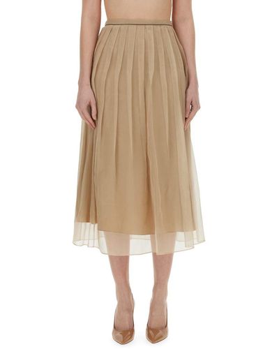 Brunello Cucinelli Silk Skirt - Natural