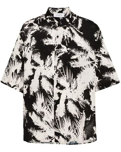 Laneus Abstract Print Shirt - Black