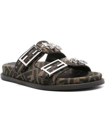 Fendi Feel Ff Slides - Black