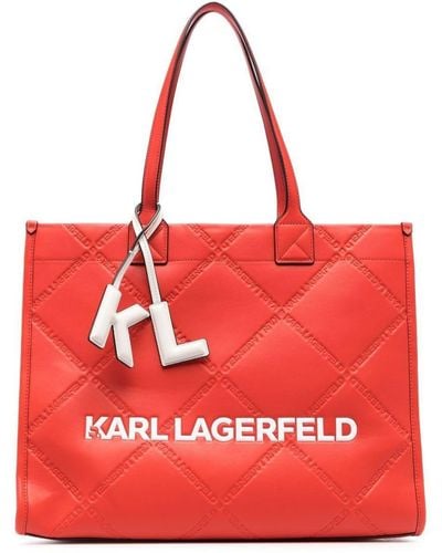 Karl Lagerfeld Large K/skuare Embossed Tote Bag - Red