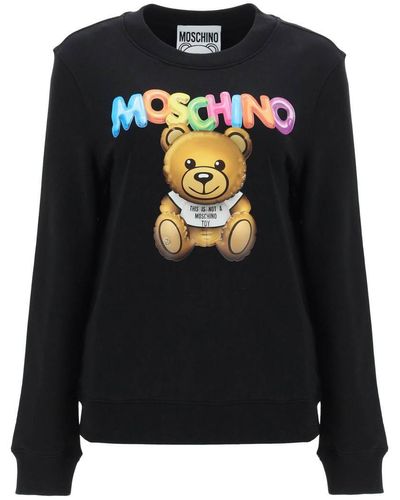 Moschino 'teddy Bear' Printed Crew-neck Sweatshirt - Black