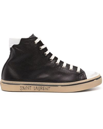 Saint Laurent Malibu Lace-up Leather Sneakers - Black