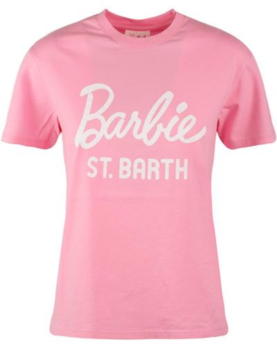 Saint Barth Cotton Jersey Crew-Neck T-Shirt With Barbie St. Barth Print - Pink