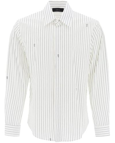 Amiri Striped Shirt With Staggered Logo - White