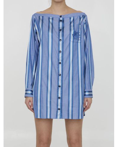 Etro Striped Shirt Dress - Blue