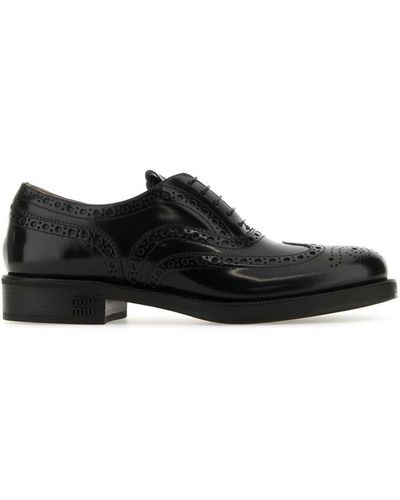Miu Miu Black Leather Churchs X Lace-up Shoes