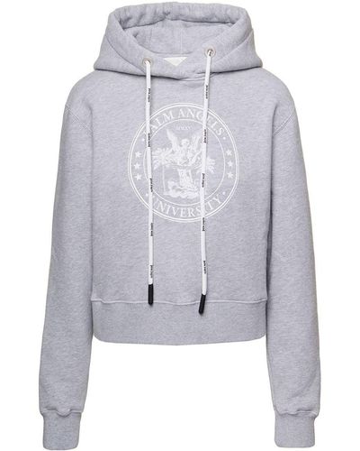 Palm Angels College Fitted Hoodie - Gray