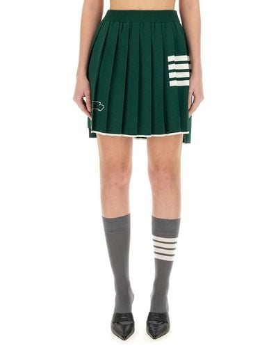 Thom Browne Pleated Mini Skirt - Green