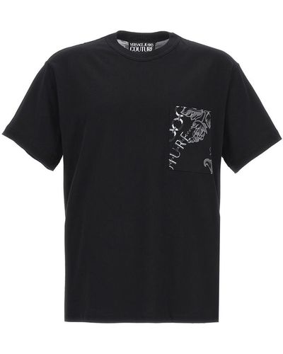 Versace Jeans Couture Baroque-print Panel Cotton T-shirt - Black