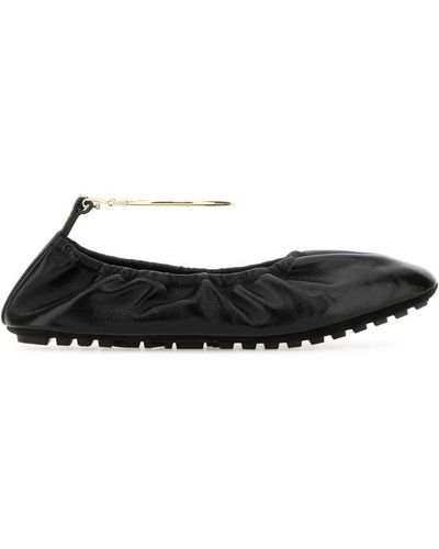 Fendi Filo Leather Ballerina Flat - Black