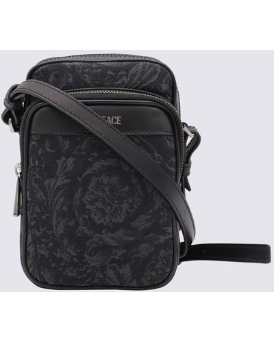 Versace Black And Ruthenium Barocco Athena Crossbody Bag