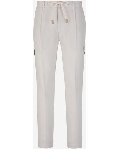 Gran Sasso Linen Cargo Trousers - White