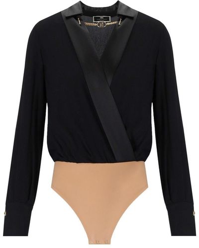 Elisabetta Franchi Crossed Bodysuit Shirt - Black
