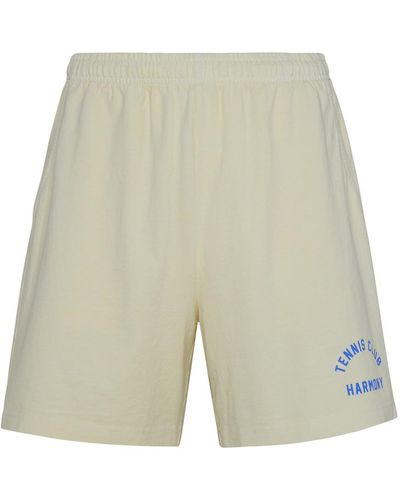 Harmony White Cotton Bermuda Shorts - Natural