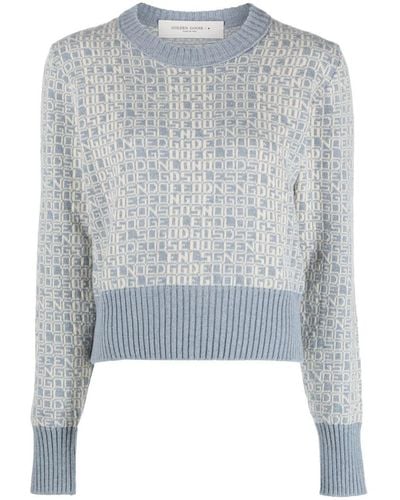 Golden Goose Intarsia-knit Logo Sweater - Blue