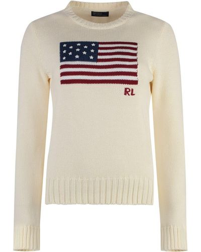 Polo Ralph Lauren Flag Knit Jumper - White